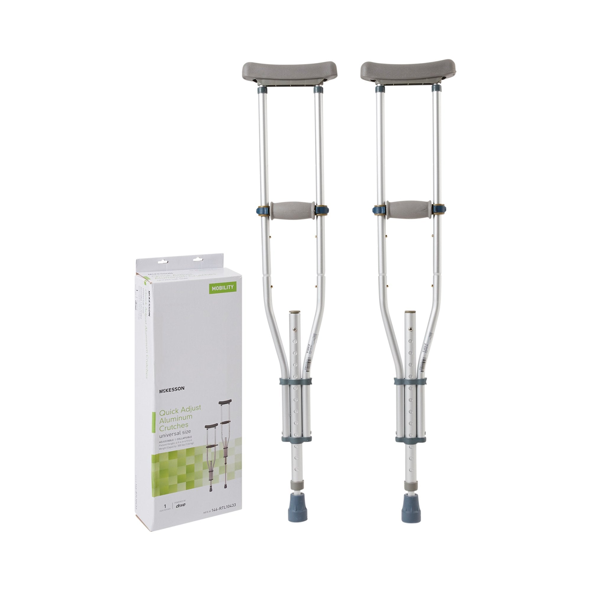 McKesson Underarm Crutches, 4 ft. 6 in. - 6 ft. 6 in. (1 Unit)
