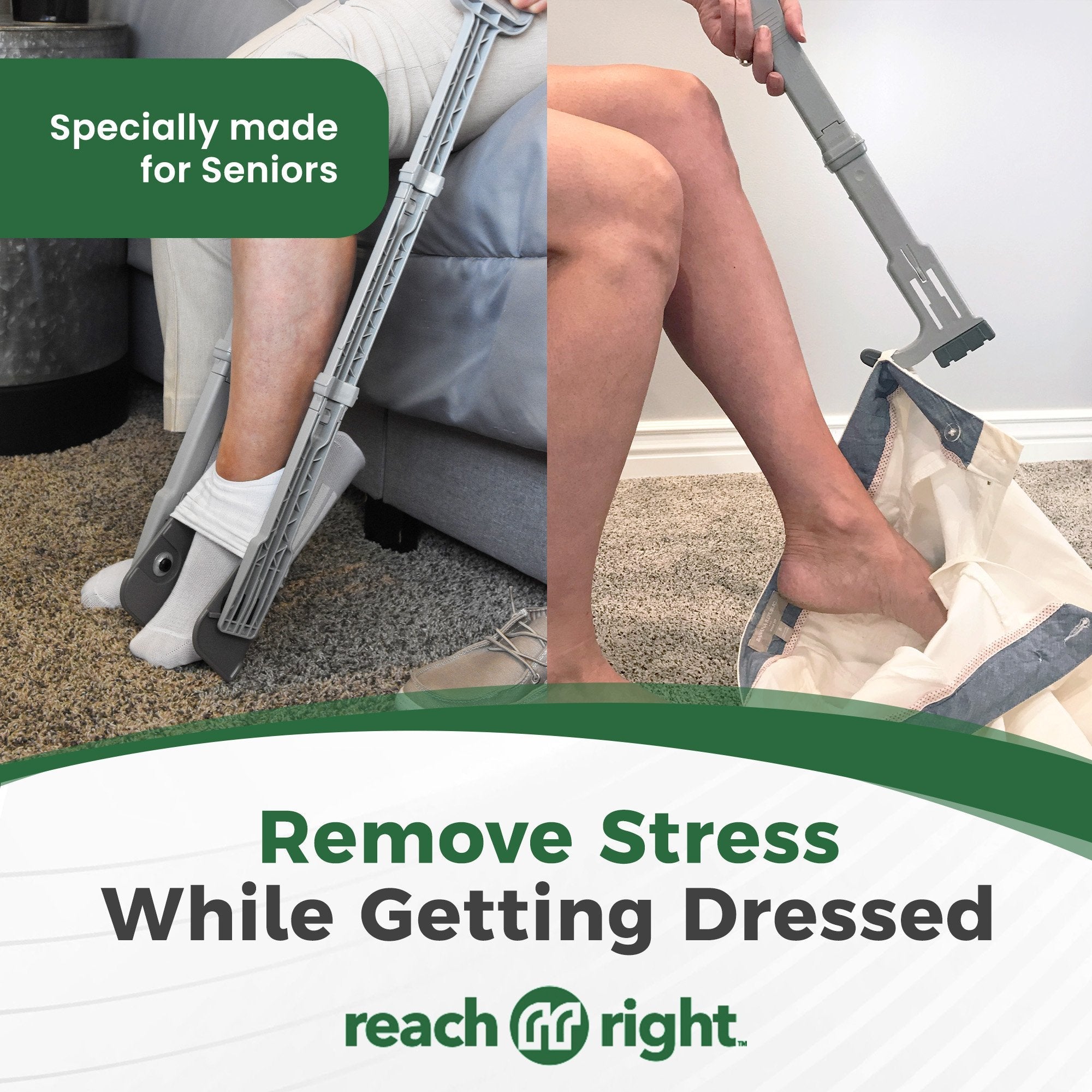 Reach Right Compression Sock Aid Device, Long Shoe Horn, Dressing Hook (8 Units)
