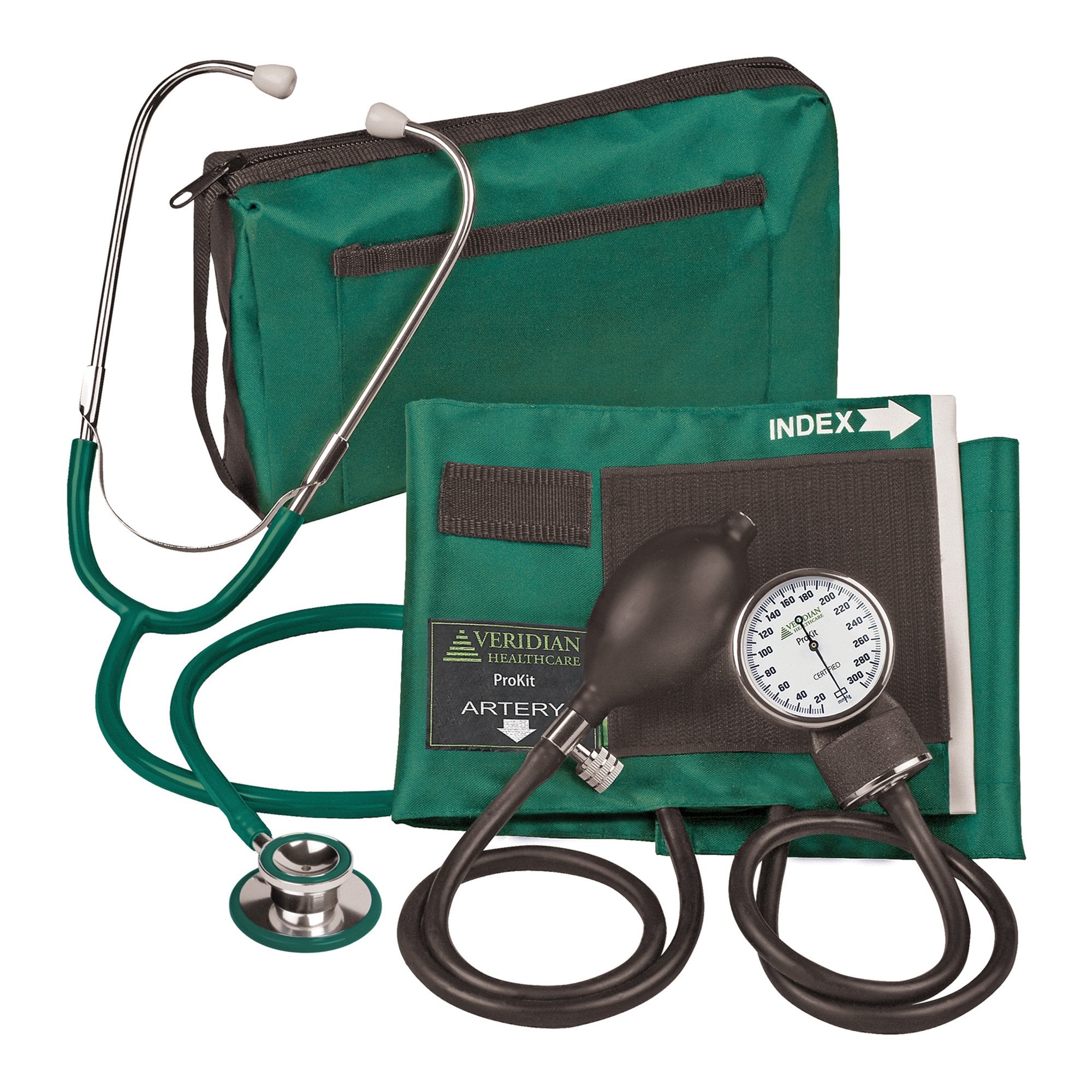 Combo ProKit™ Aneroid Sphygmomanometer Unit with Stethoscope, Green (1 Unit)