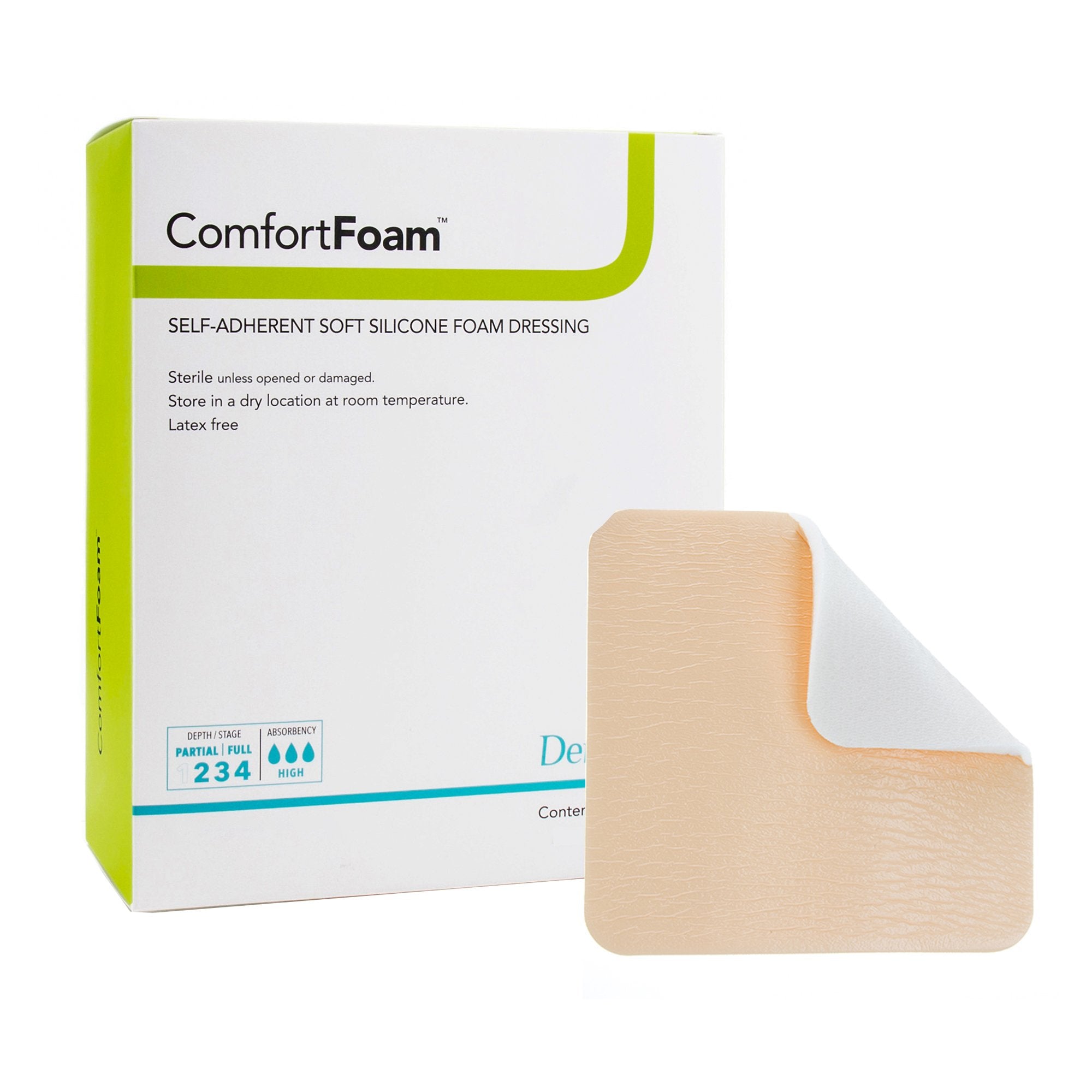 ComfortFoam™ Silicone Adhesive without Border Silicone Foam Dressing, 4 x 5 Inch (10 Units)