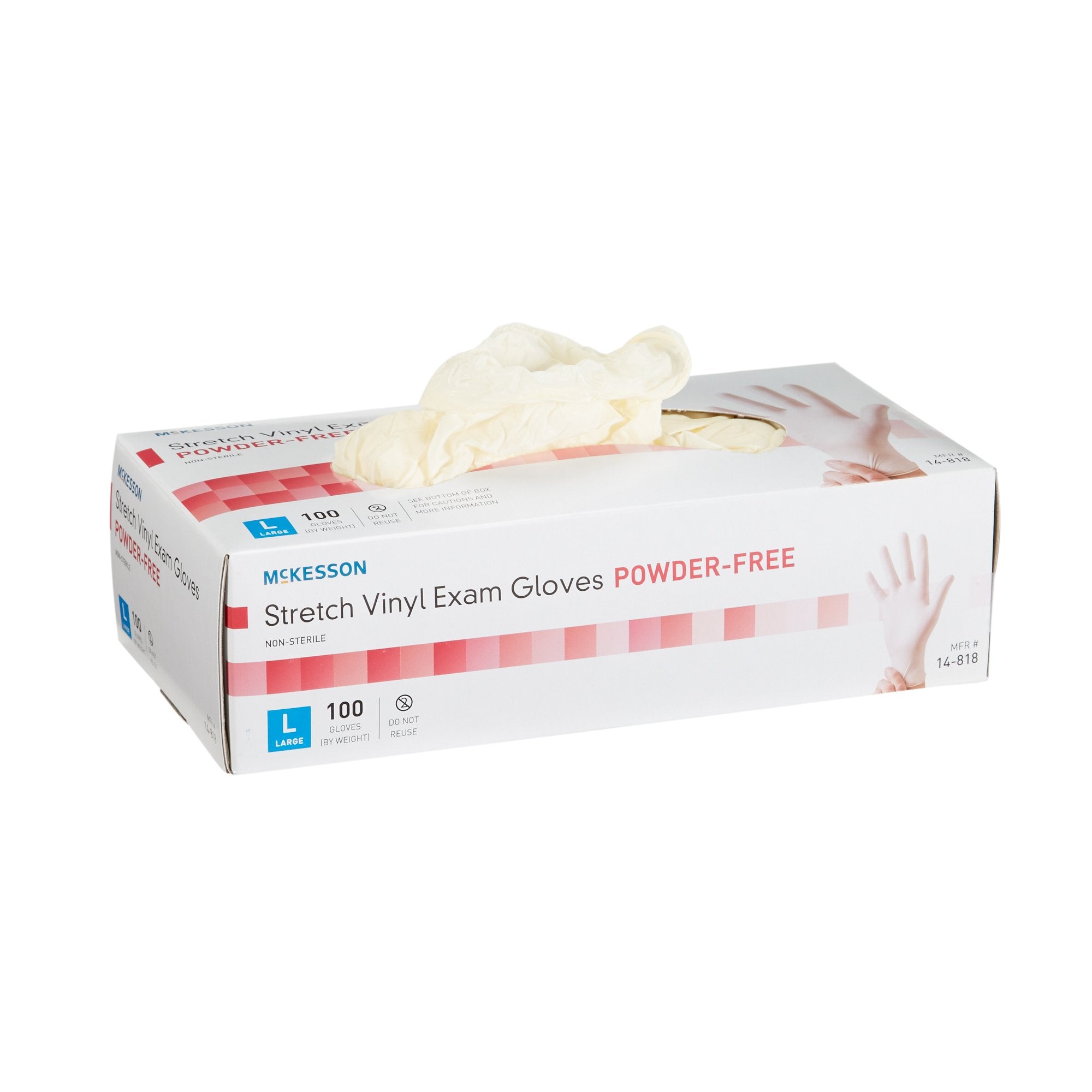 McKesson Stretch Vinyl Exam Gloves Large - Ivory, NonSterile, Smooth (100 Pack)