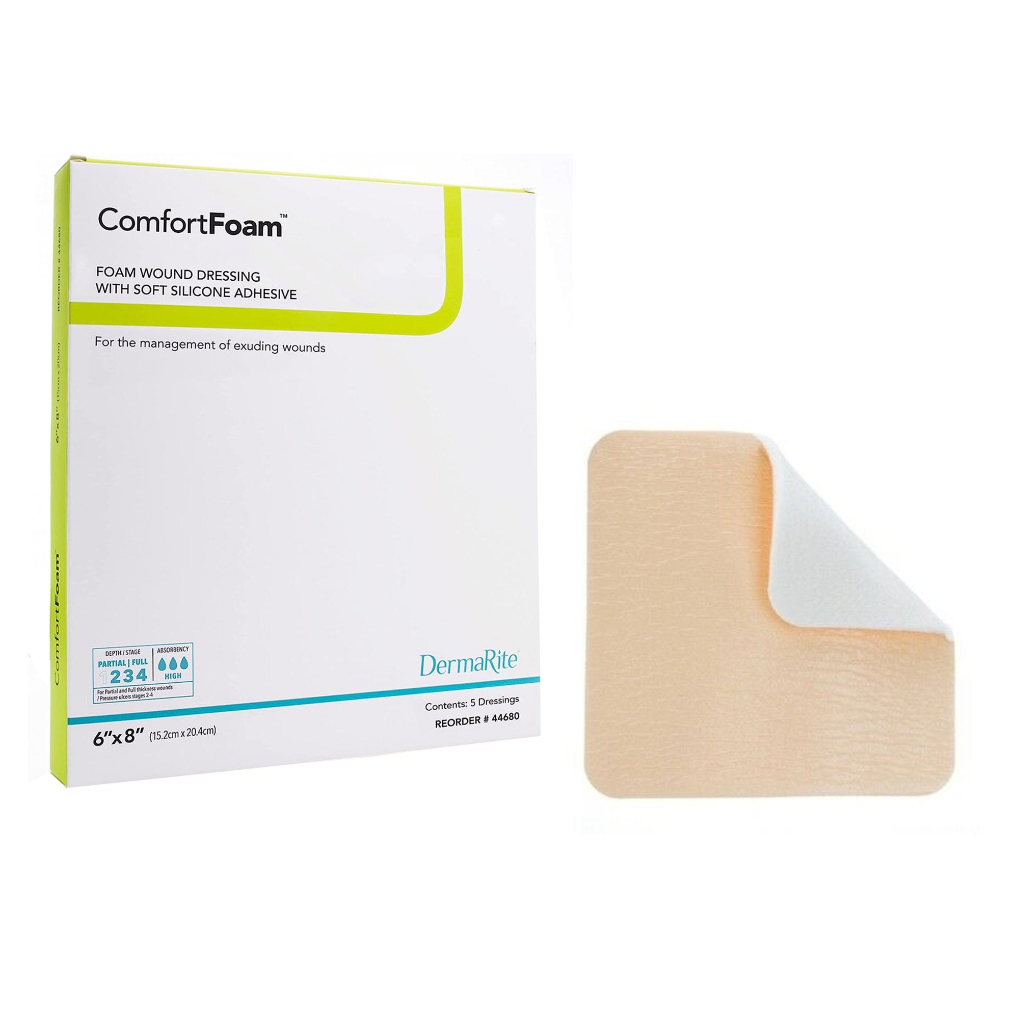 ComfortFoam™ Silicone Foam Dressing, 6 x 8 Inch (5 Units)