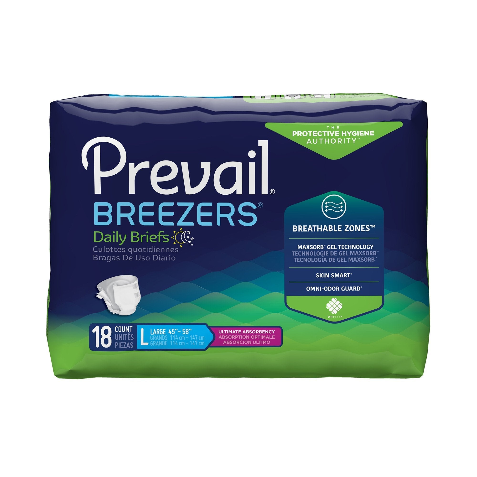 Prevail® Breezers® Ultimate Incontinence Brief, Large (18 Units)