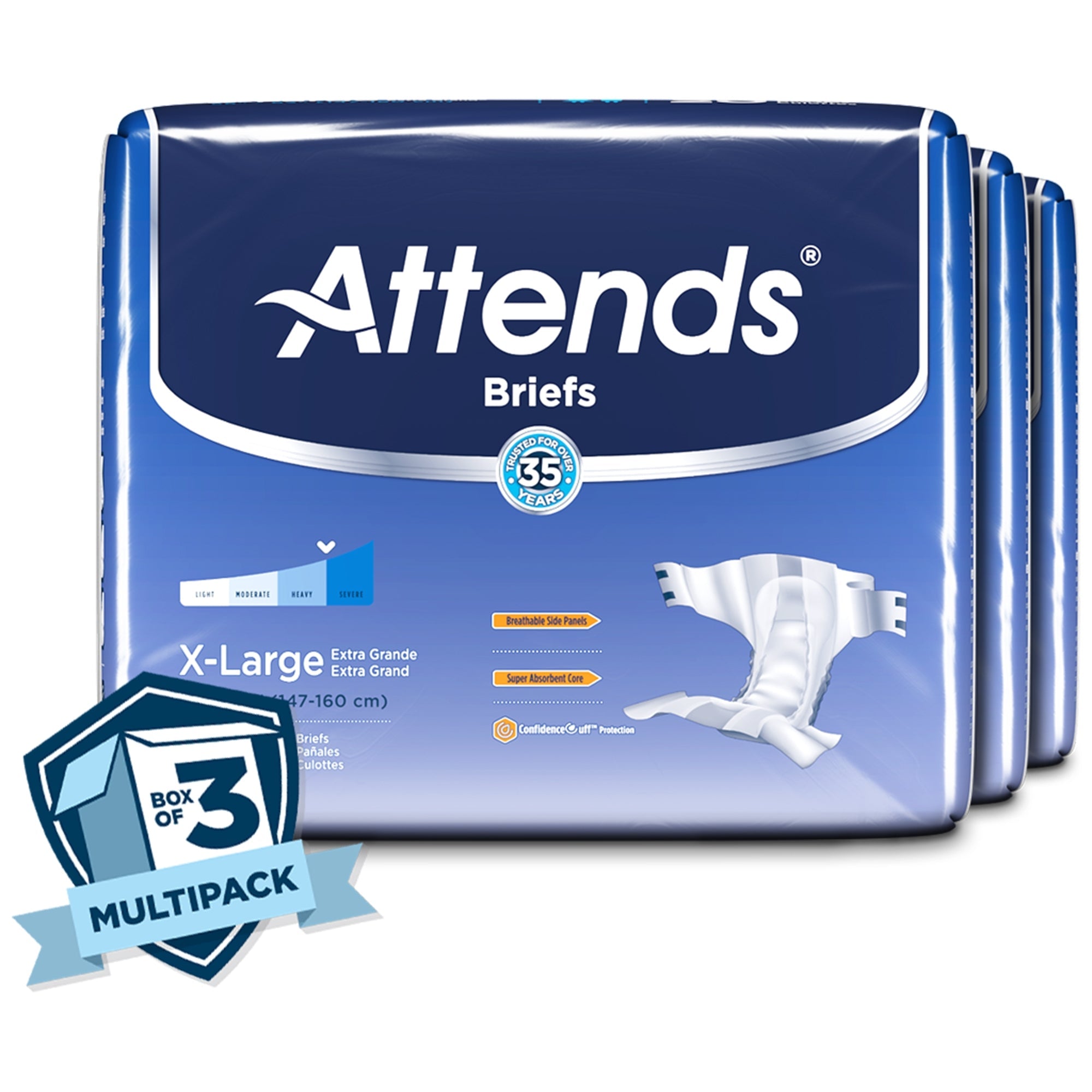 Attends Briefs XL, Heavy Absorbency Adult Incontinence Aid, 60 Pack