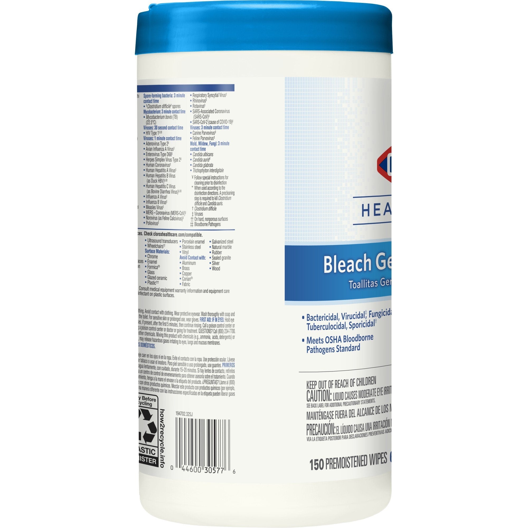 Clorox Healthcare® Surface Disinfectant Cleaner, 150 Wipes per Canister (1 Unit)