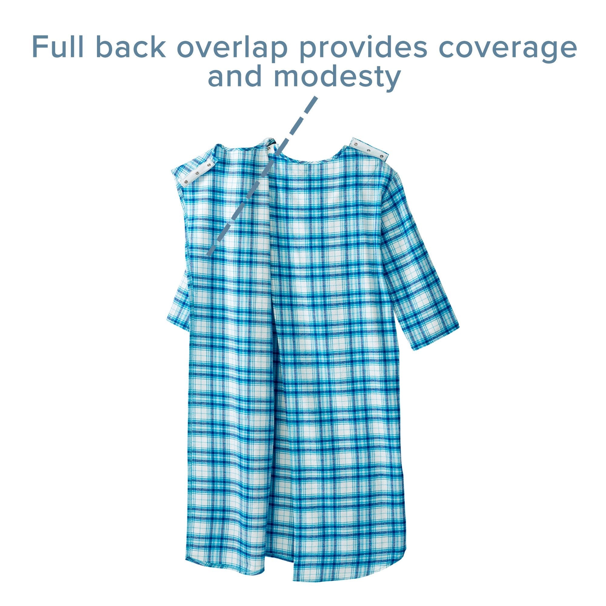 Silverts® Shoulder Snap Patient Exam Gown, 3X-Large, Turquoise Plaid (1 Unit)