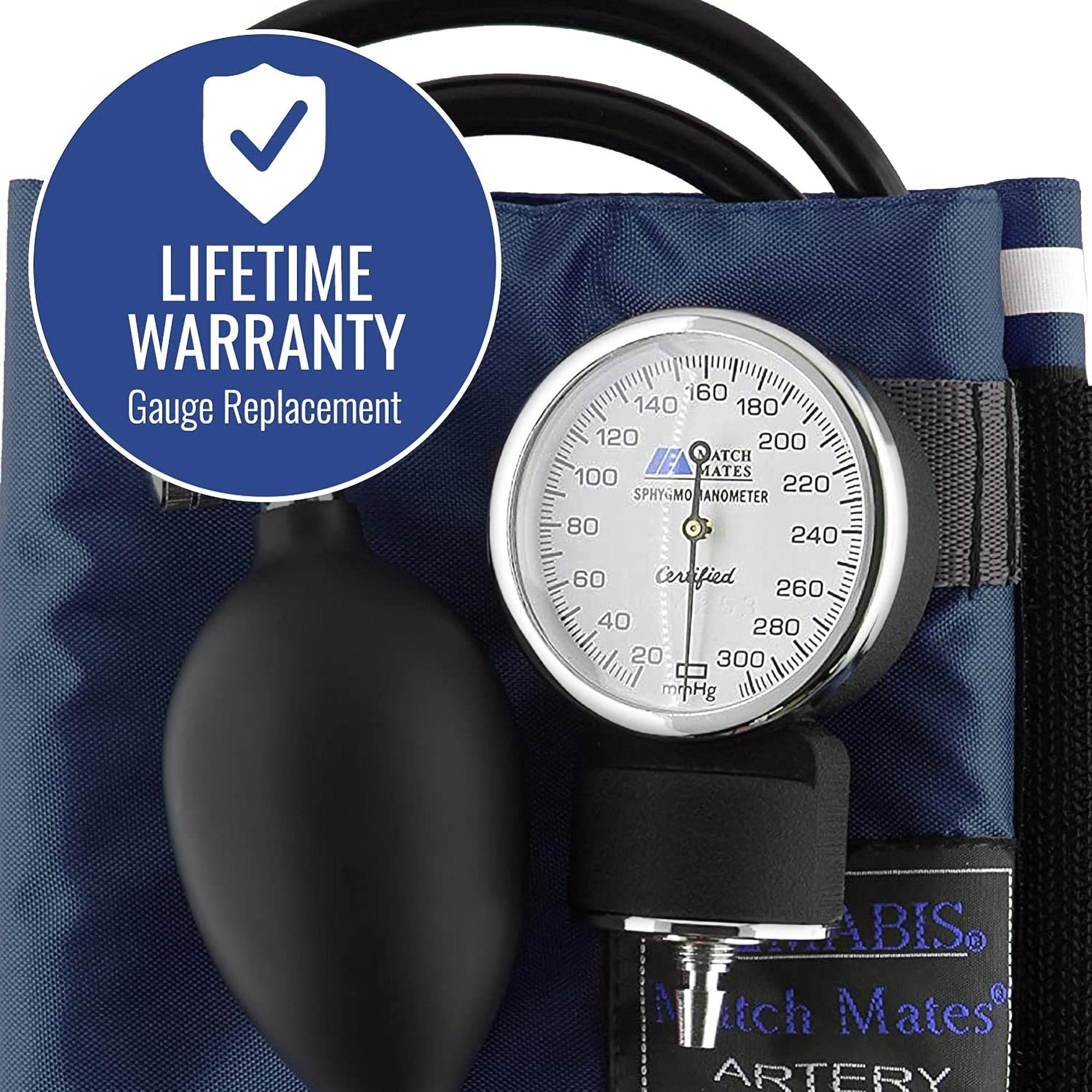 Mabis® Match Mates Manual Aneroid Sphygmomanometer with Cuff, Navy Blue (1 Unit)