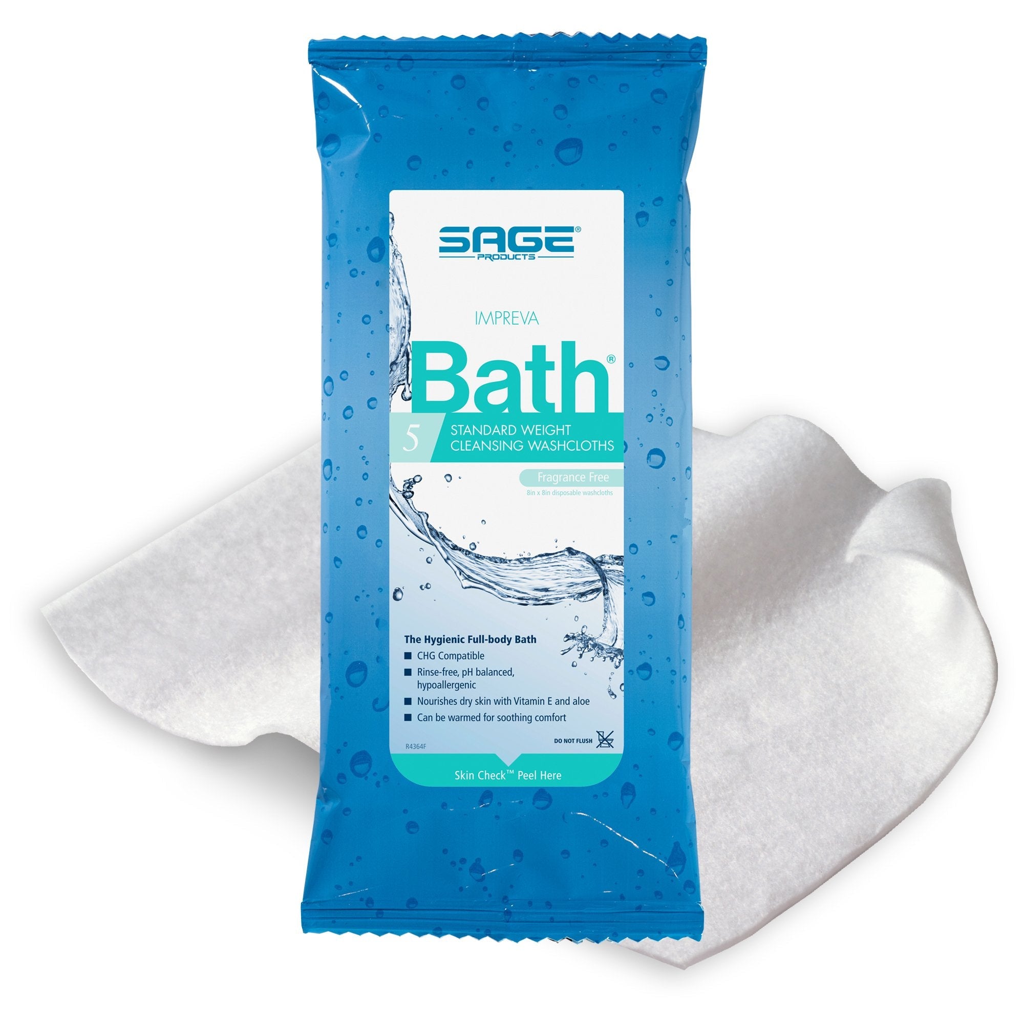 Sage Comfort Bath Rinse-Free Wipes, Aloe, Unscented, Soft Pack (1 Unit)