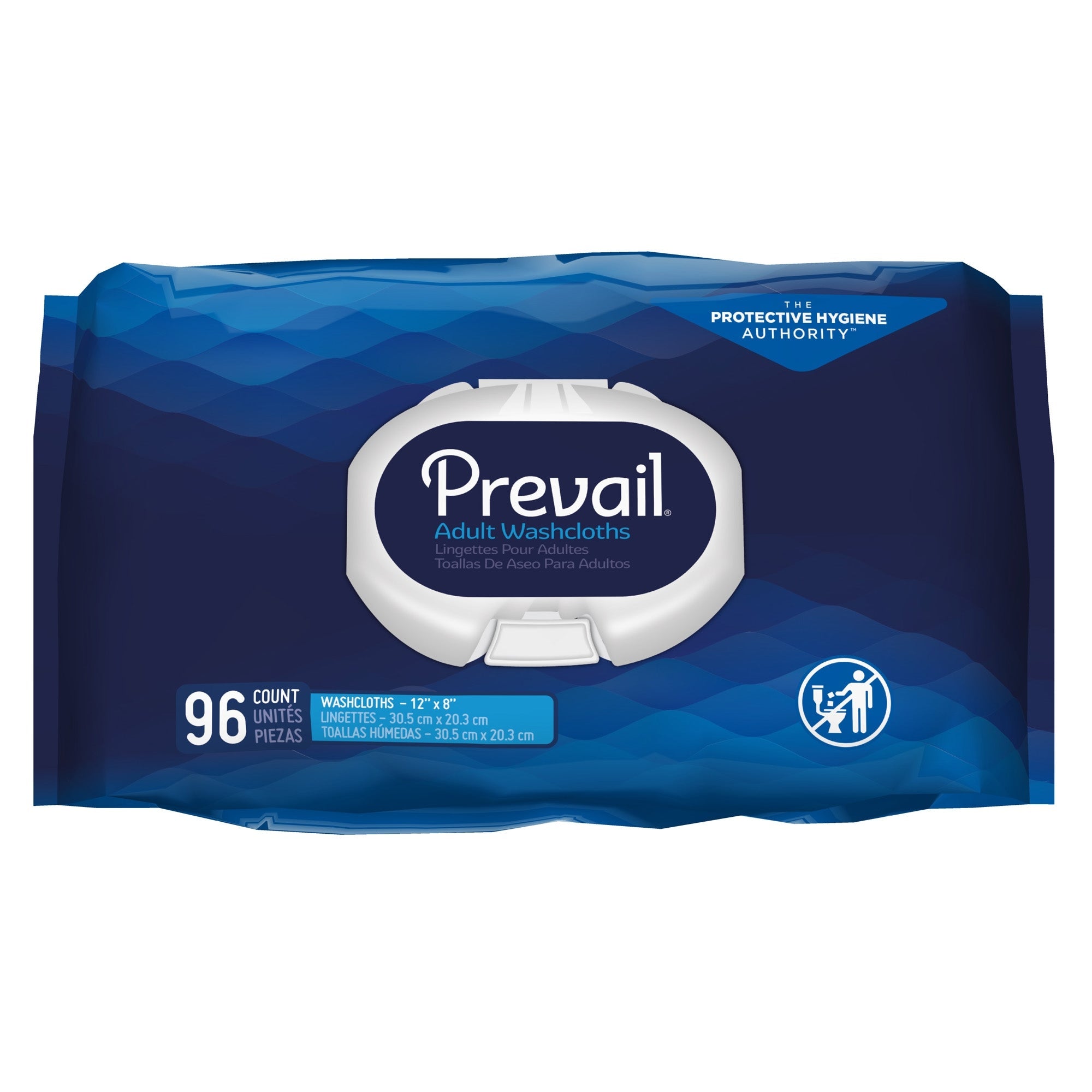 Prevail Adult Washcloths with Aloe & Vitamin E, 8"x12" - 96 Count Soft Pack