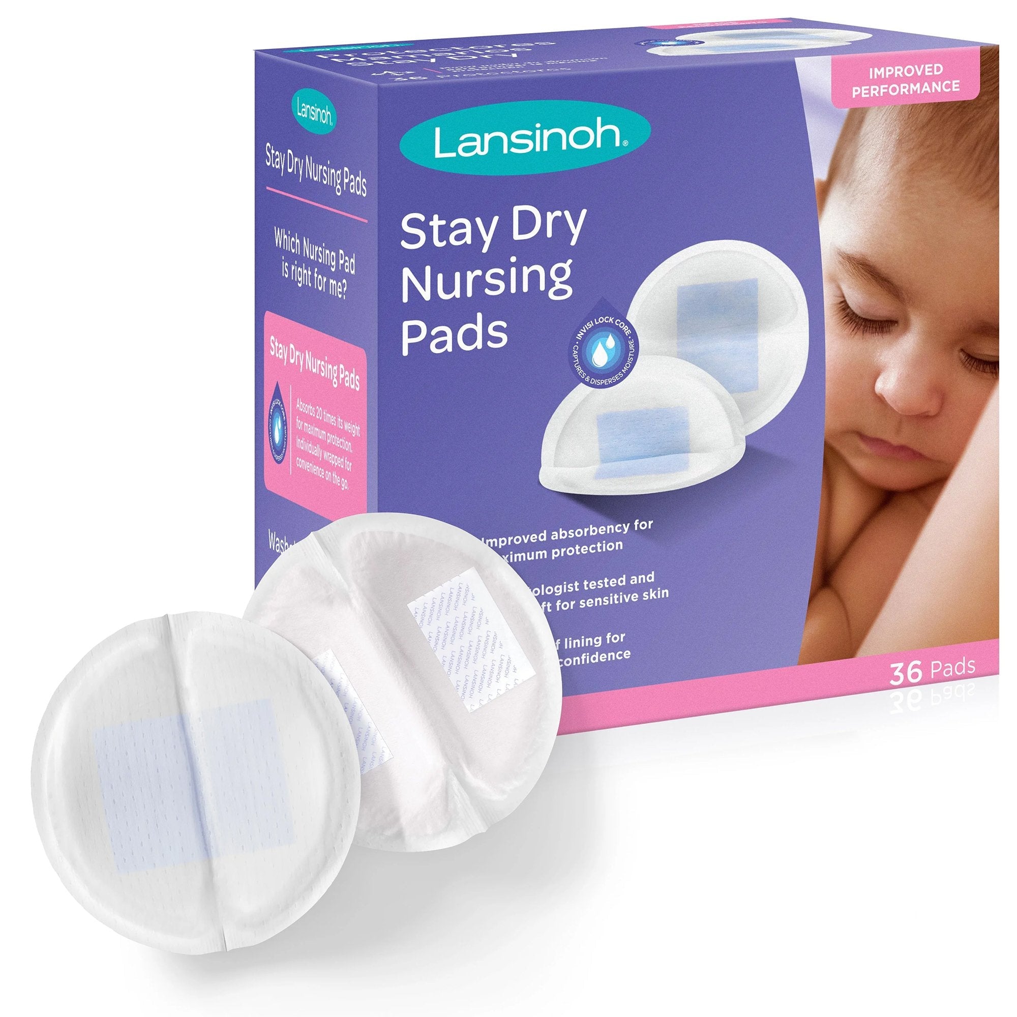 Nursing Pad Lansinoh® Stay Dry One Size Fits Most Disposable (36 Units)