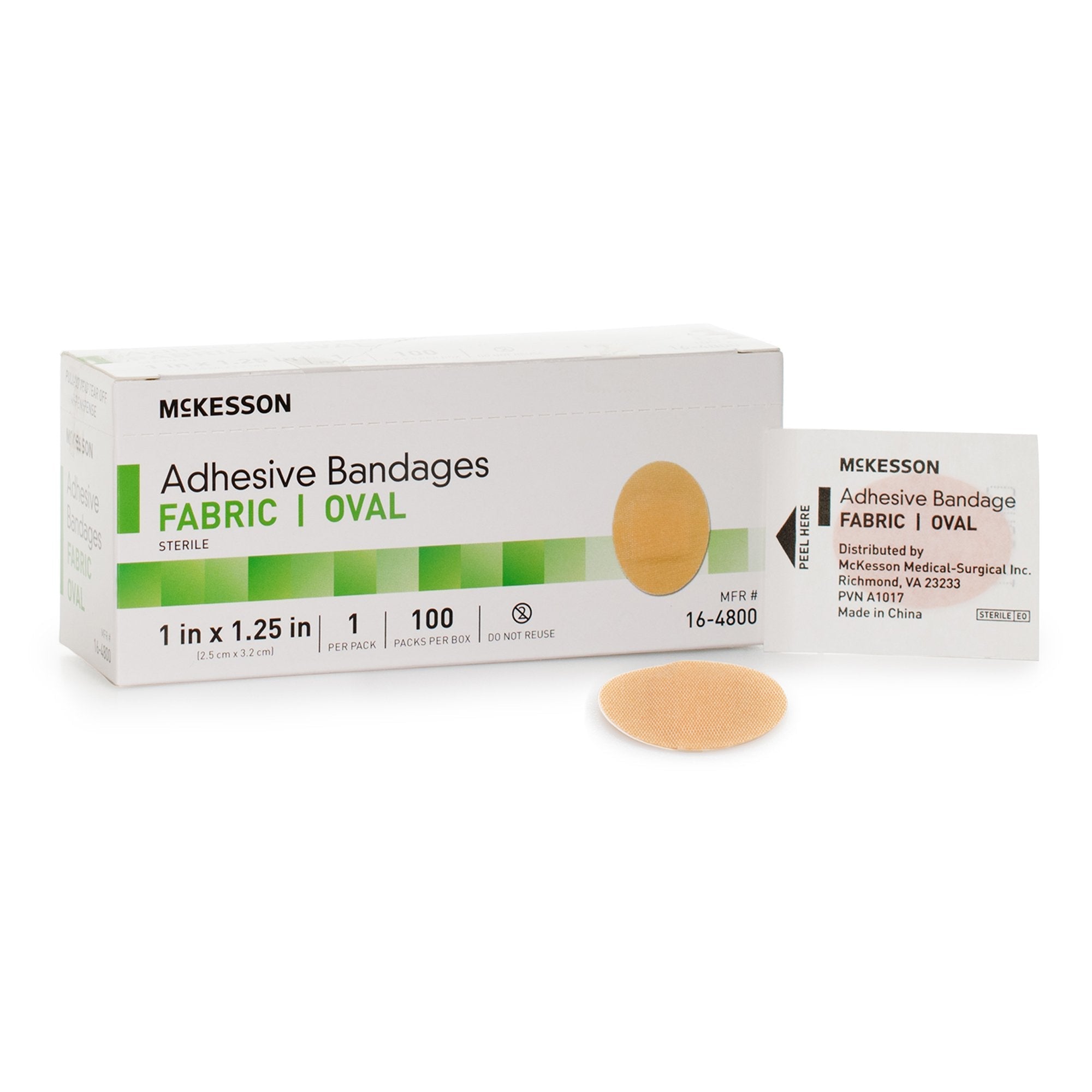 McKesson Oval Tan Adhesive Strip, 1 x 1-1/4 Inch (100 Units)