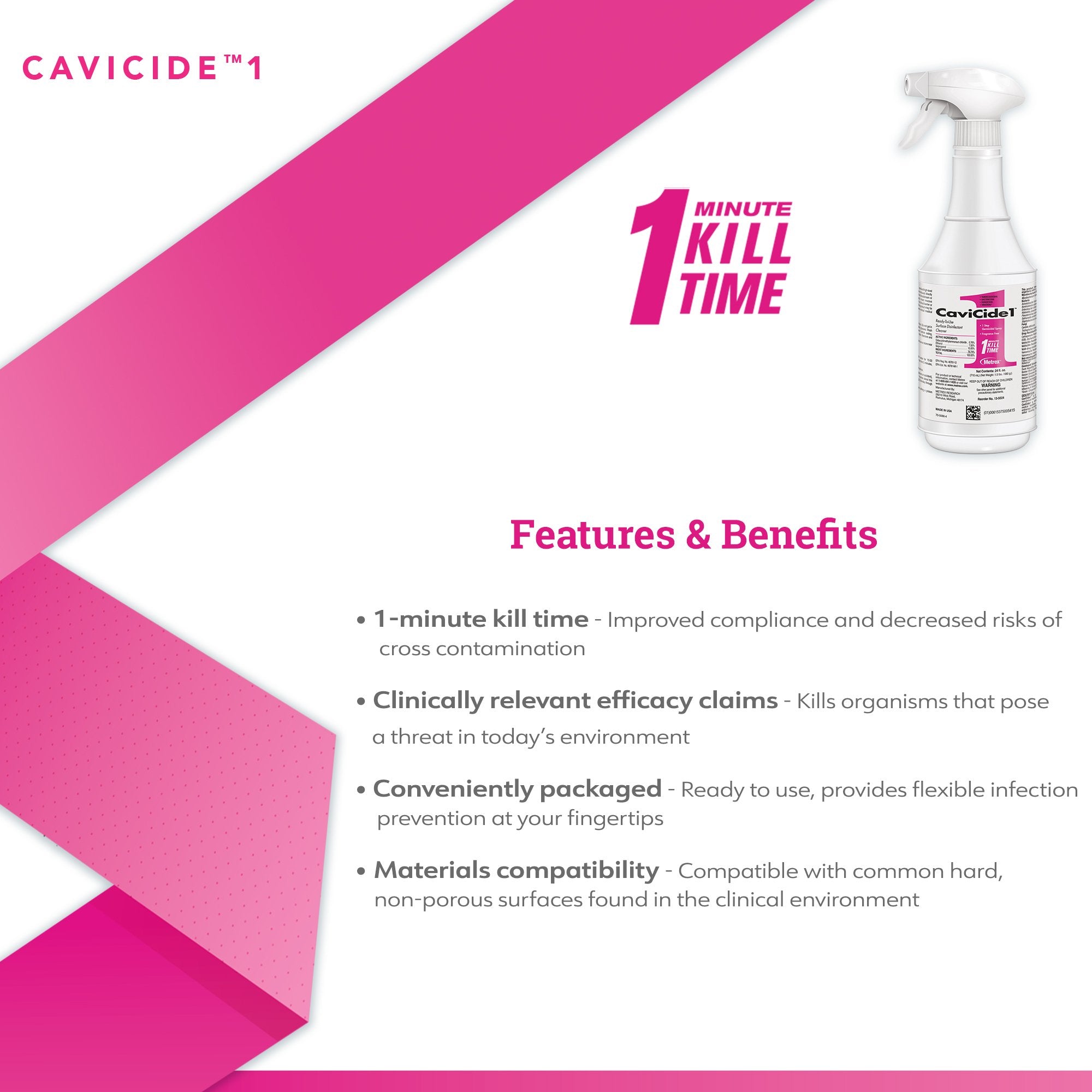 CaviCide1™ Surface Disinfectant Cleaner, 24 oz. Trigger Spray Bottle (12 Units)