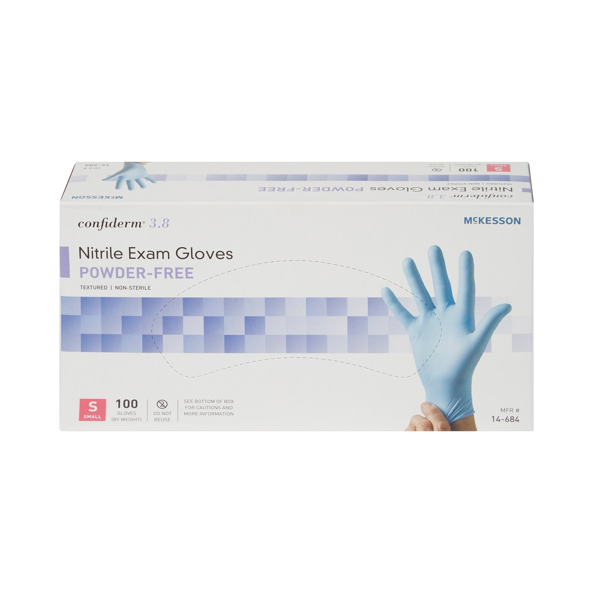 McKesson Confiderm® 3.8 Small Nitrile Exam Gloves, Blue - 100 Pack