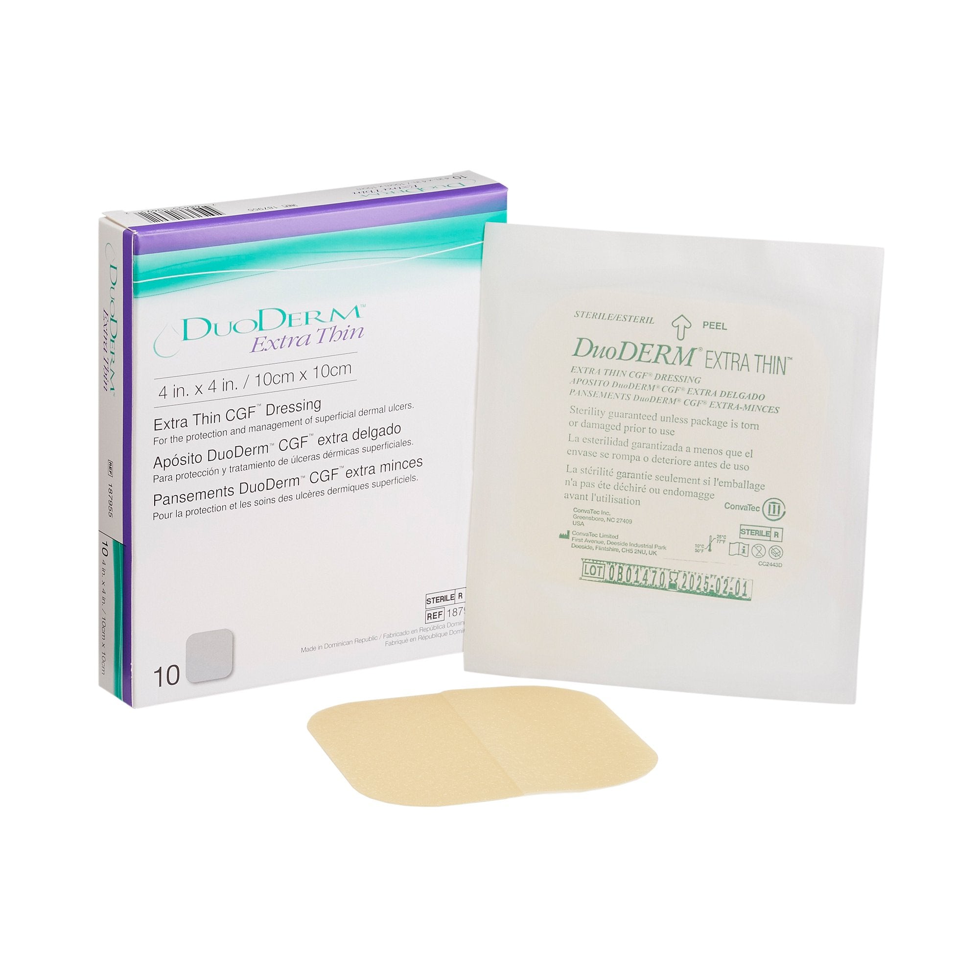 DuoDerm Extra Thin Hydrocolloid Dressing 4x4 Inch, 10-Pack - Wound Care