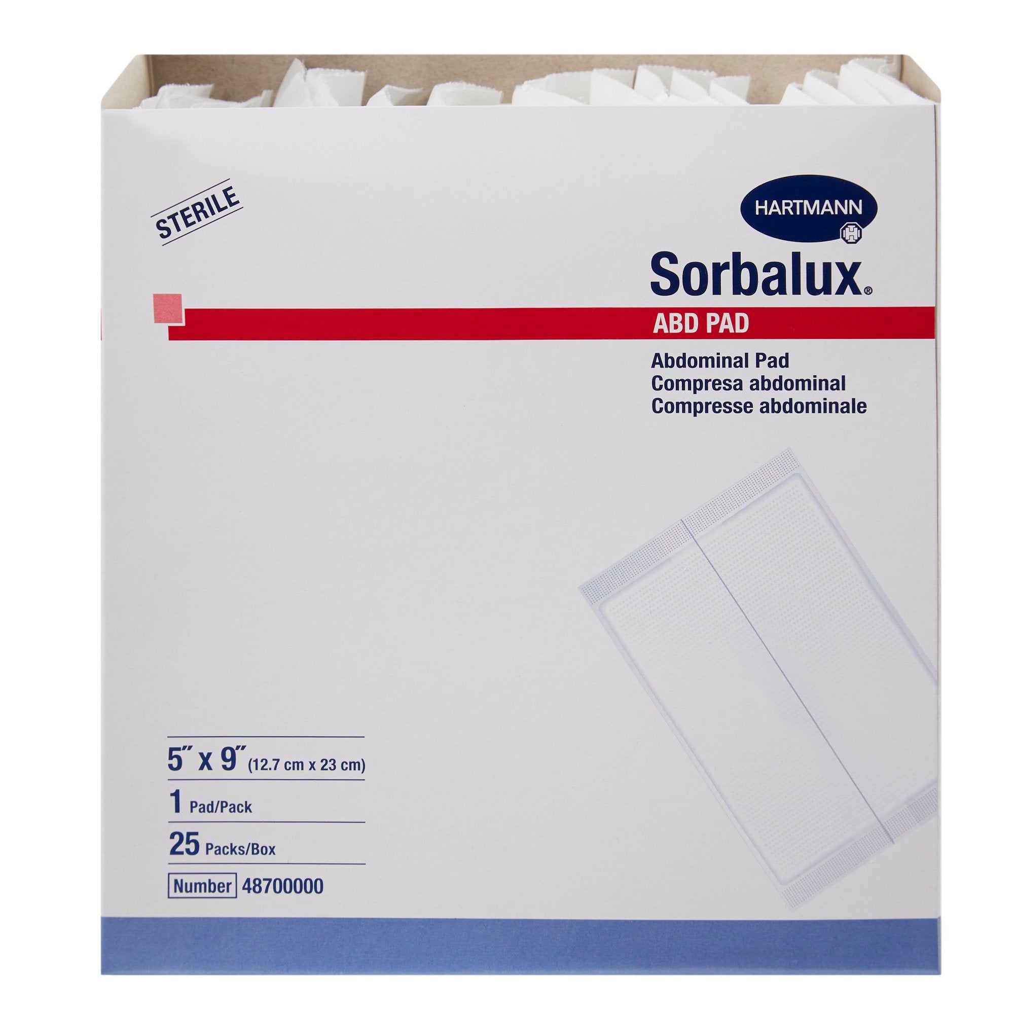 Sorbalux® ABD Sterile Abdominal Pad, 5 x 9 Inch (25 Units)