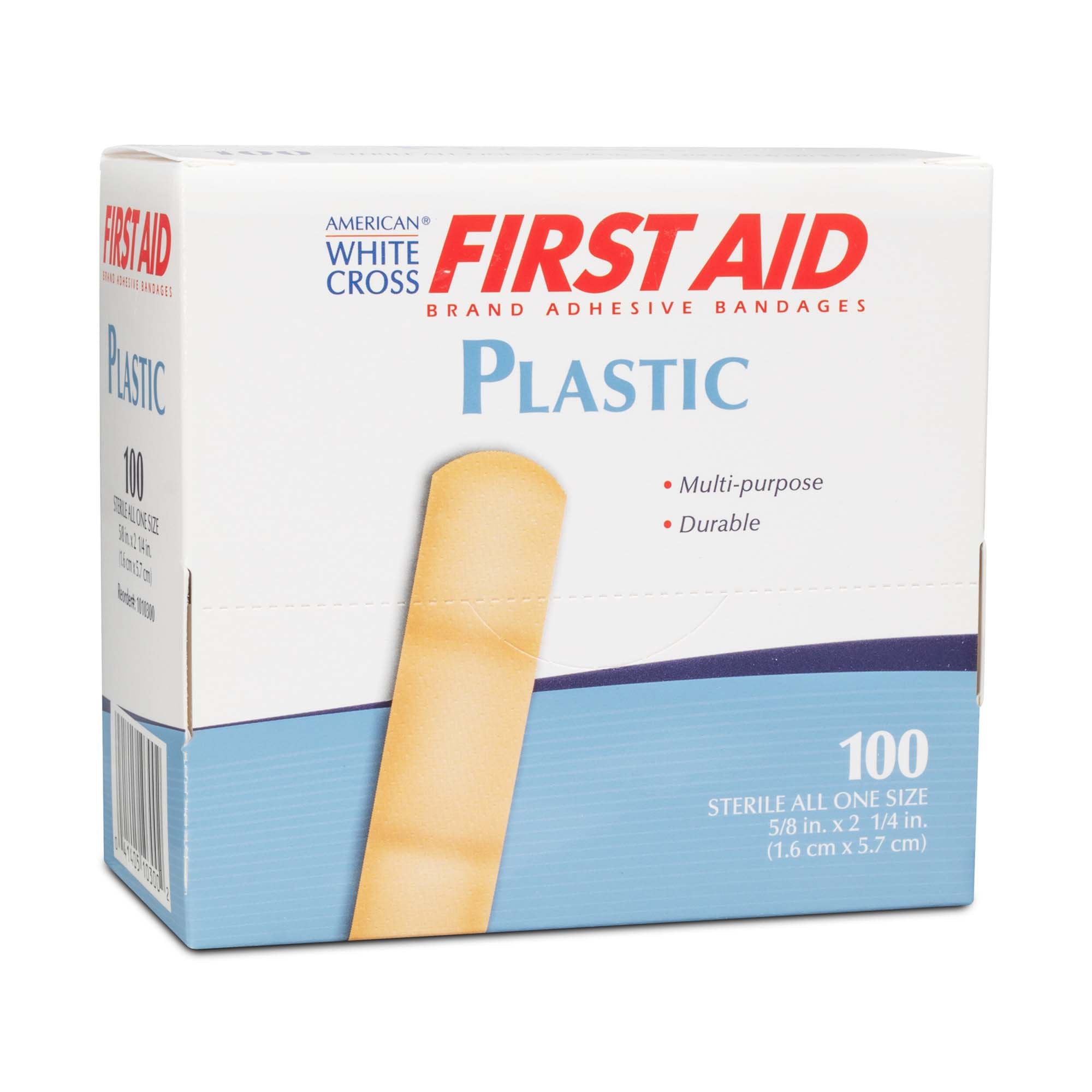 American® White Cross First Aid Adhesive Strips, 5/8 x 2¼ Inches (100 Units)