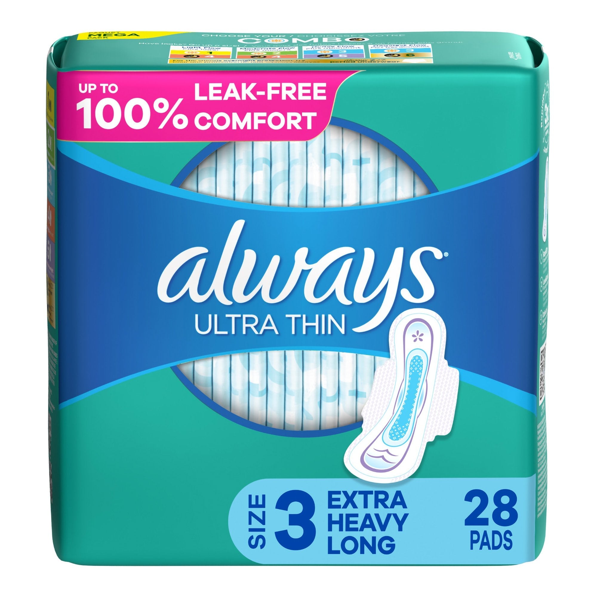 Feminine Pad Always® Ultra Thin With Wings Super Absorbency (28 Units)