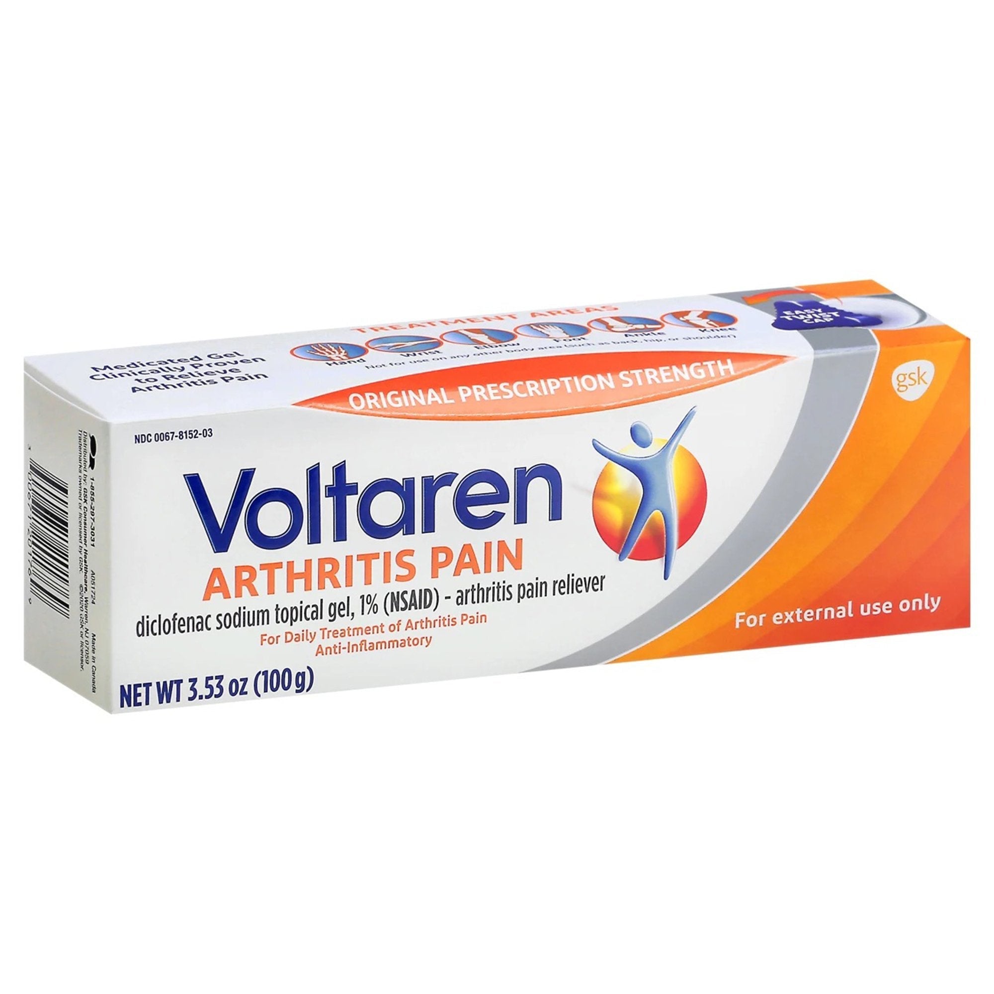 Voltaren Diclofenac Sodium Topical Pain Relief, 100-gram Tube (1 Unit)