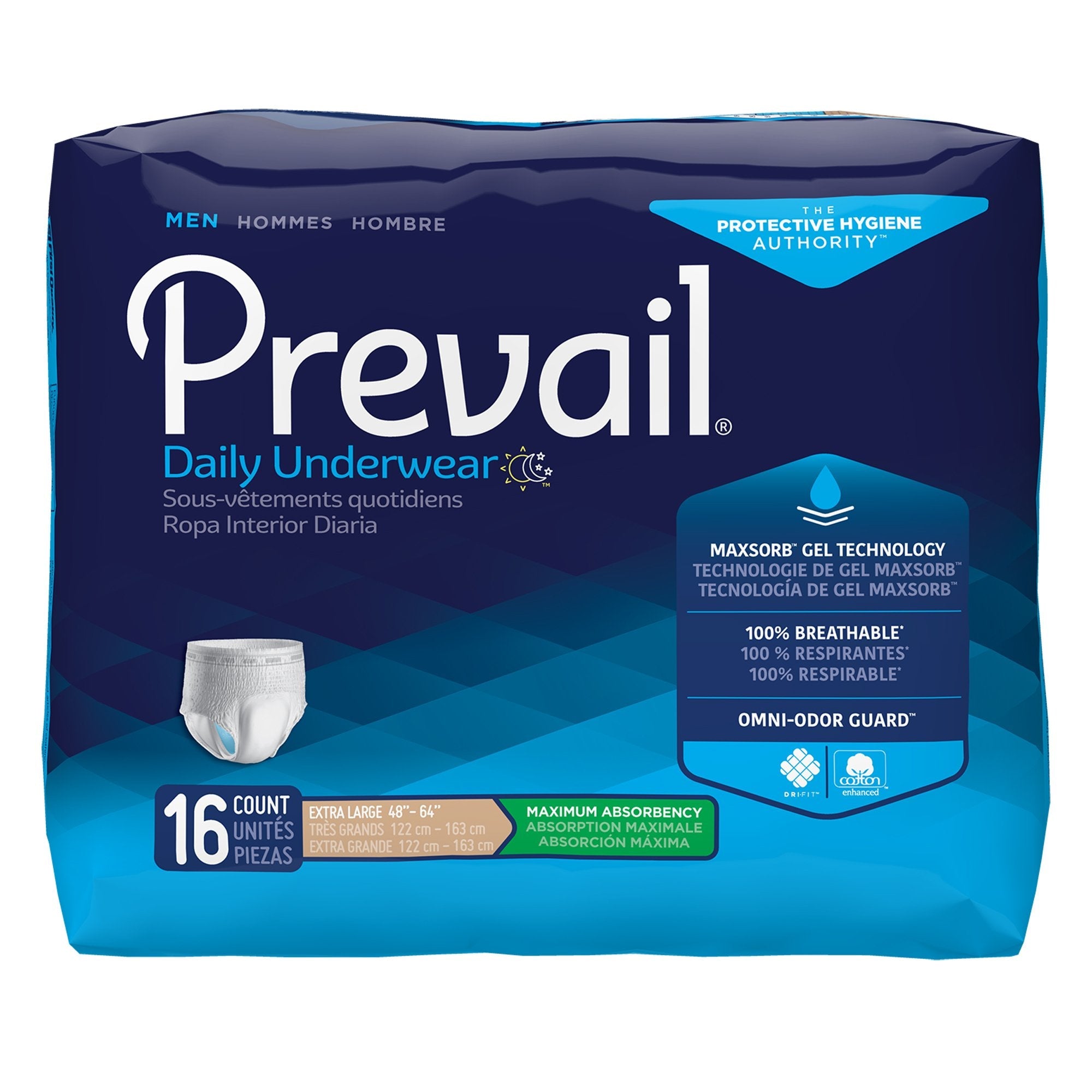 Prevail® Daily Underwear Maximum Absorbent Underwear, Extra Large (16 Units)