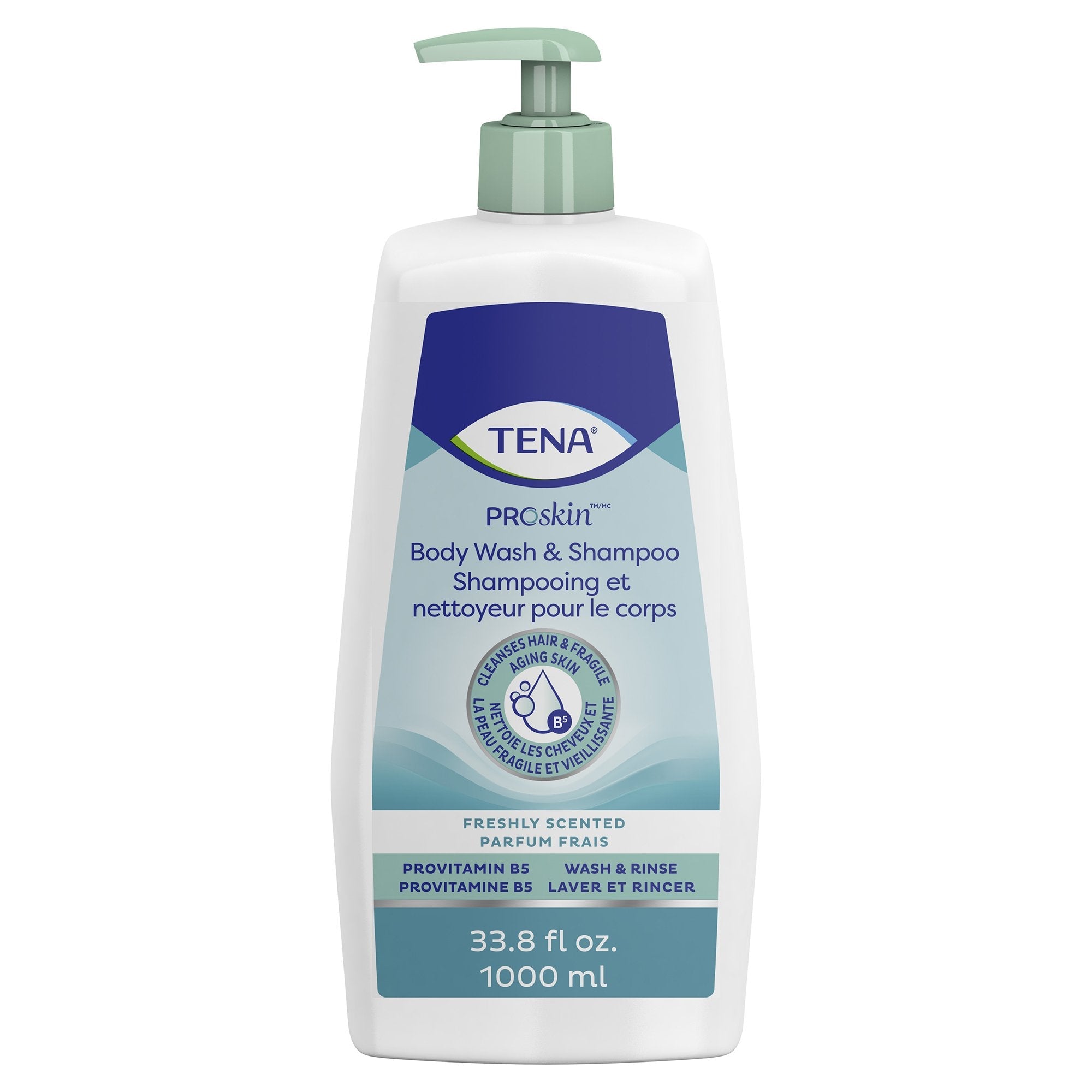 Tena Unscented Shampoo and Body Wash, Pump Bottle, 1,000 mL (1 Unit)