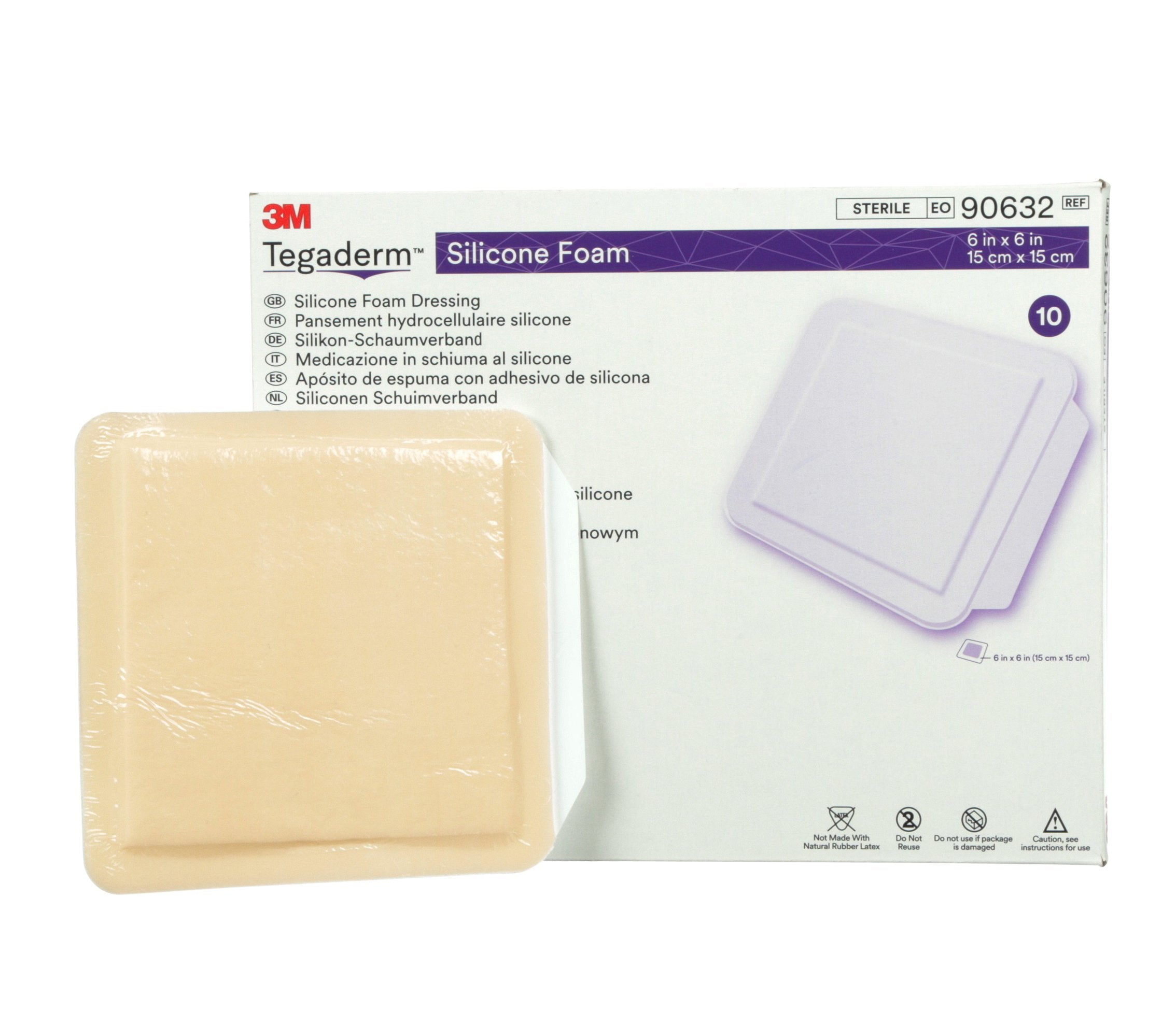 Foam Dressing 3M™ Tegaderm™ 4 X 4-1/4 Inch Without Border Film Backing Silicone Face Square Sterile (10 Units)