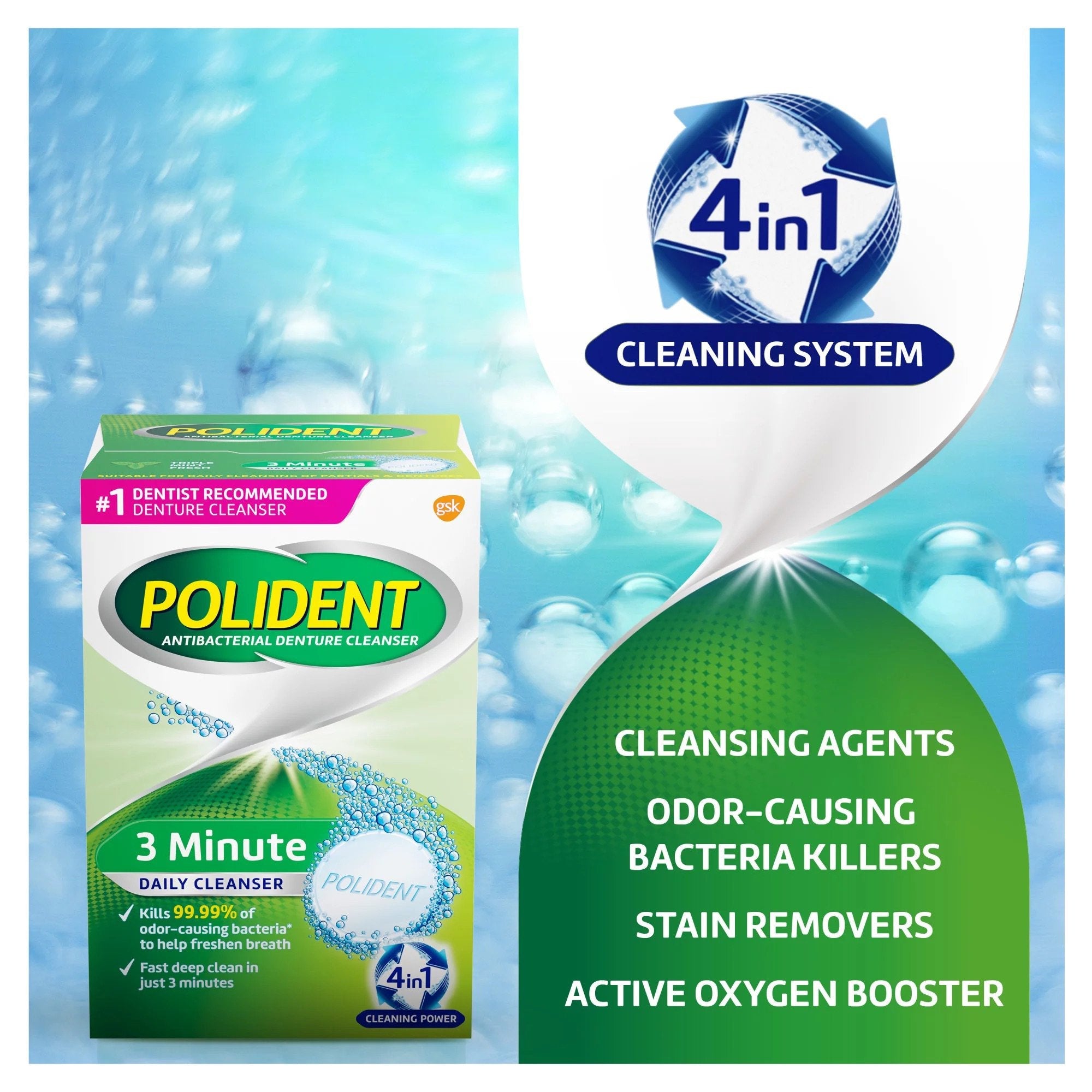 Polident® 3 Minute Denture Cleaner, 40 ct. (40 Units)