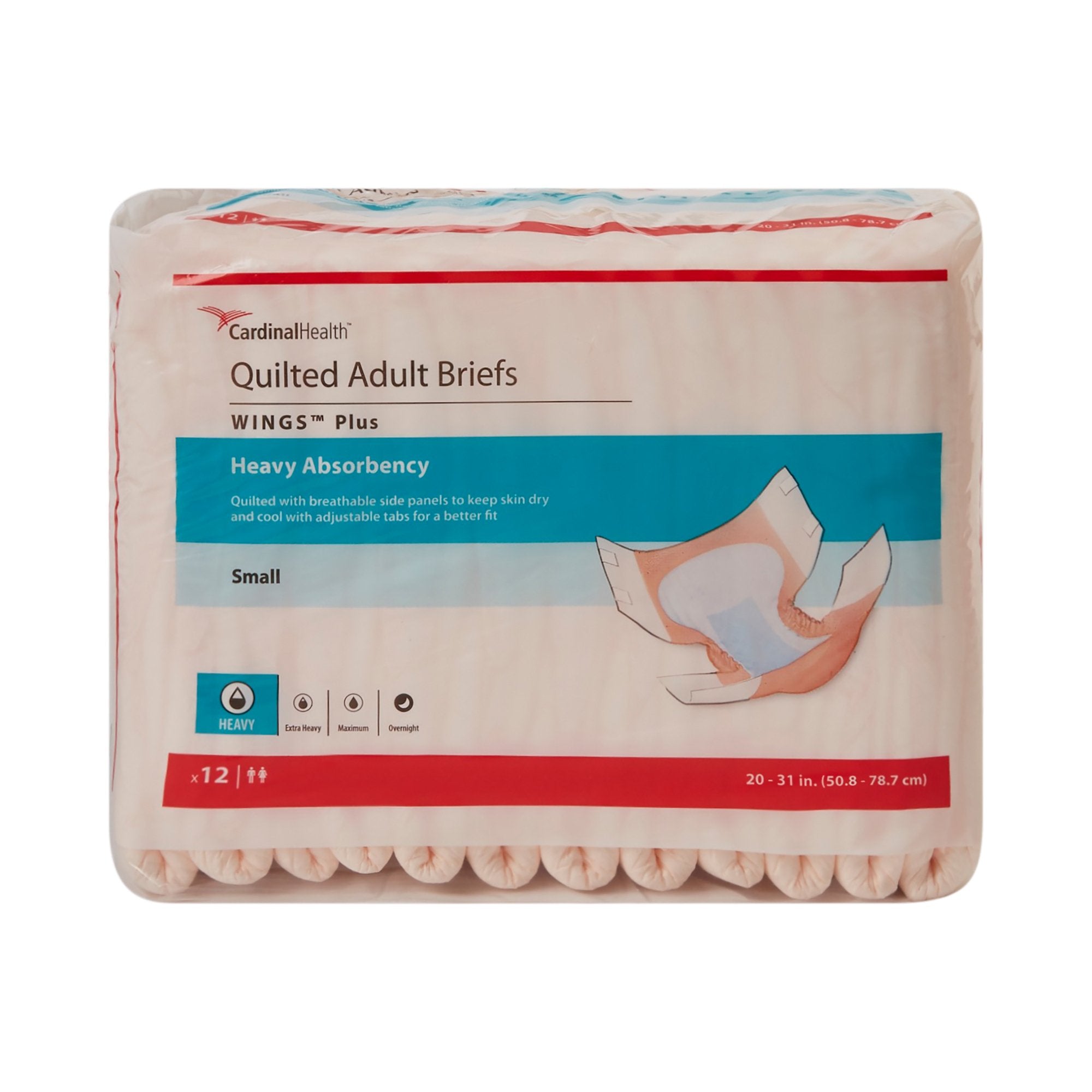 Wings™ Plus Heavy Absorbency Incontinence Brief, Small (12 Units)