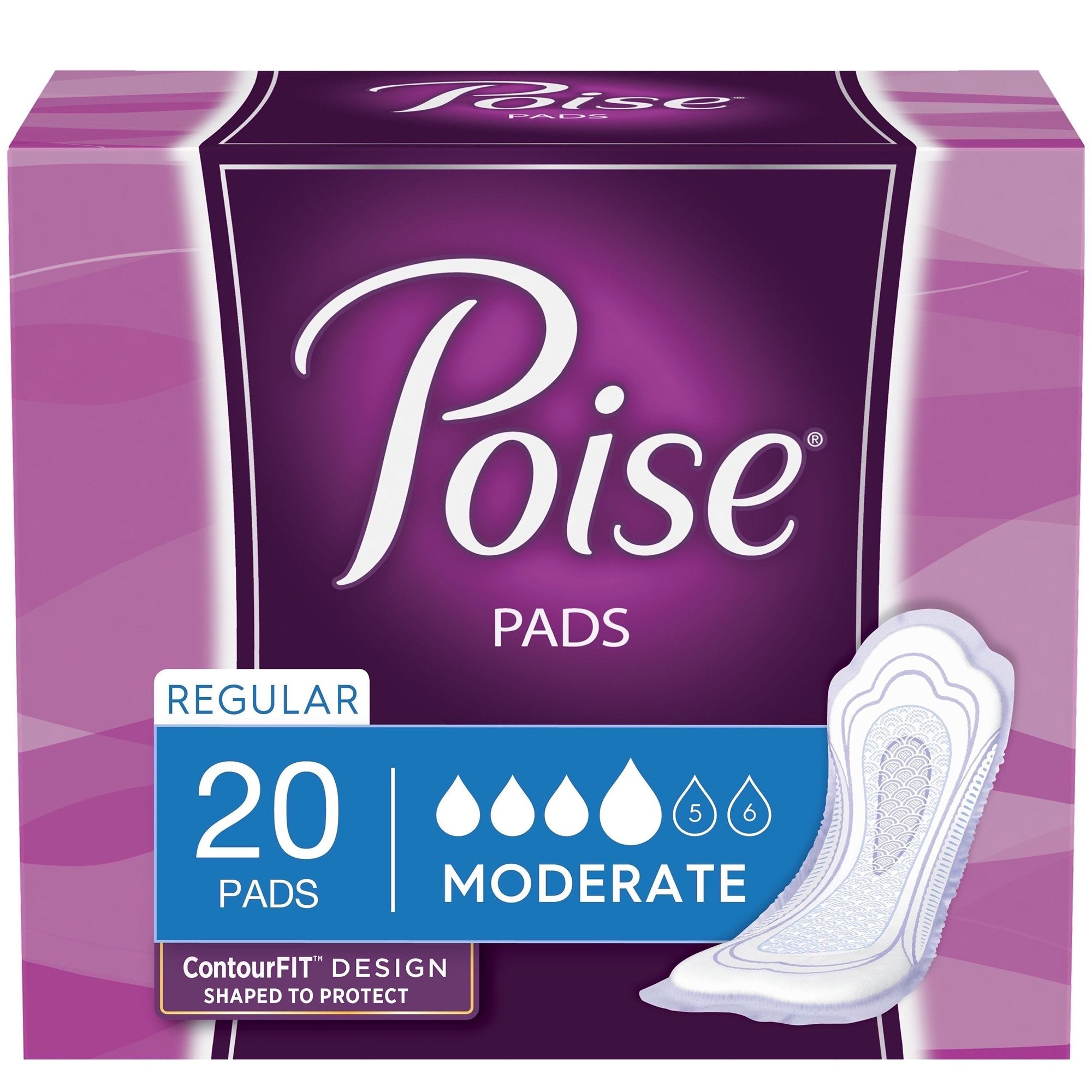 Poise Bladder Control Pads, Adult Women, Disposable (20 Units)