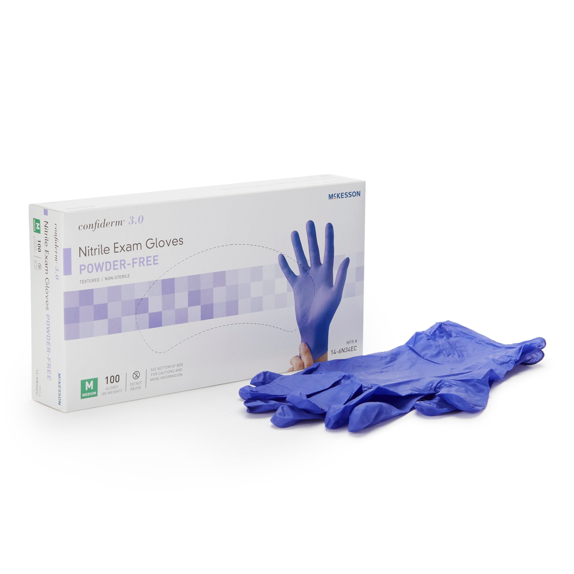 McKesson Confiderm® 3.0 Nitrile Gloves, Medium - Blue, 100ct