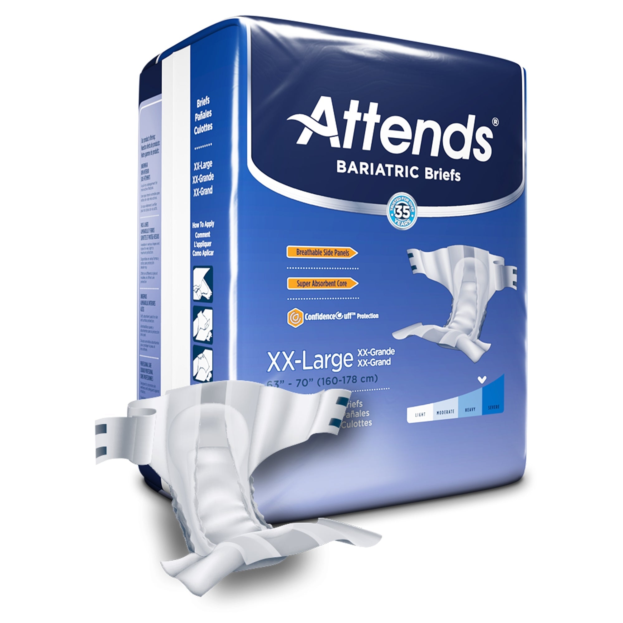 Attends Bariatric Briefs 2XL - Heavy Absorbency Disposable Incontinence Aid