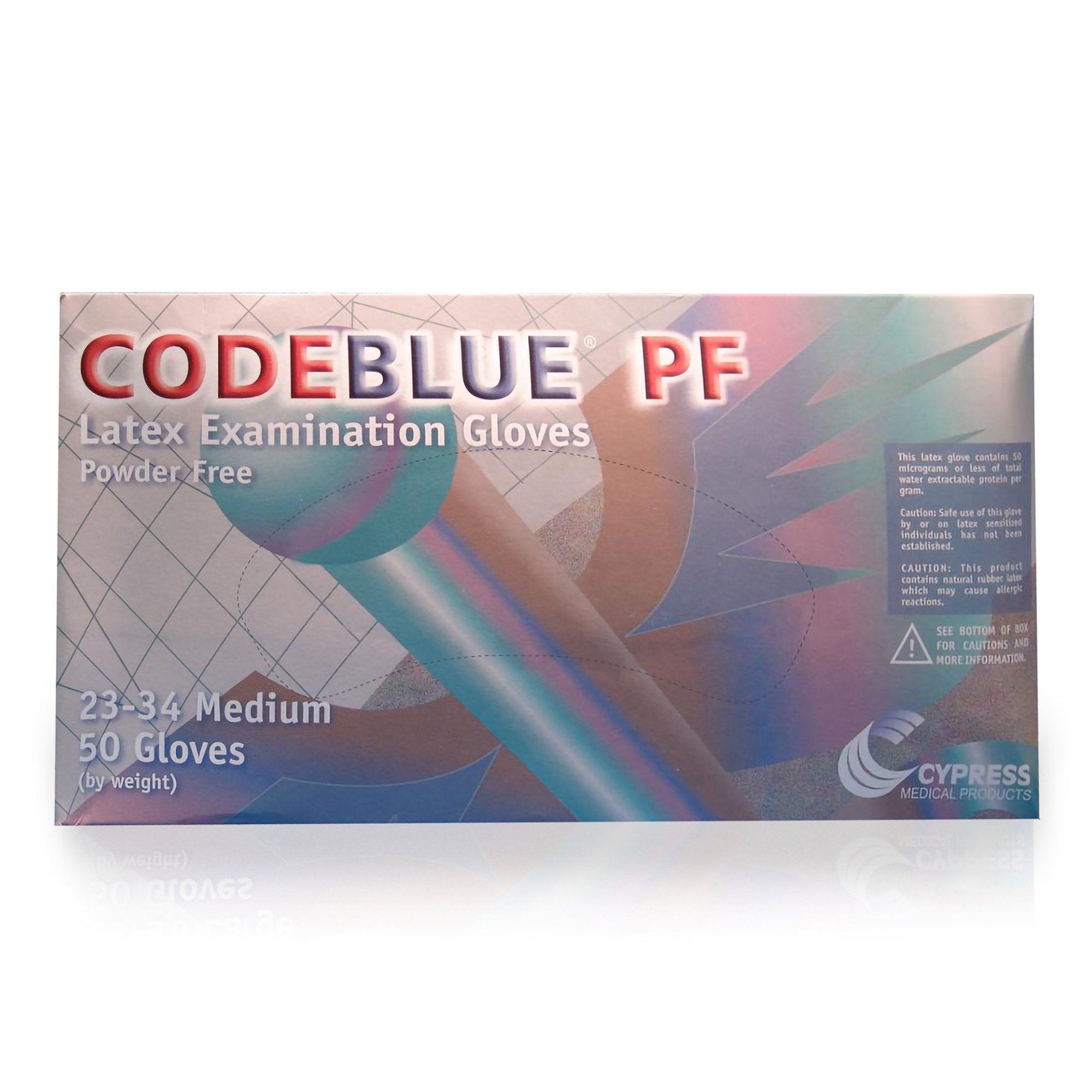 CodeBlue® PF Latex Extended Cuff Length Exam Glove, Medium, Blue (50 Units)