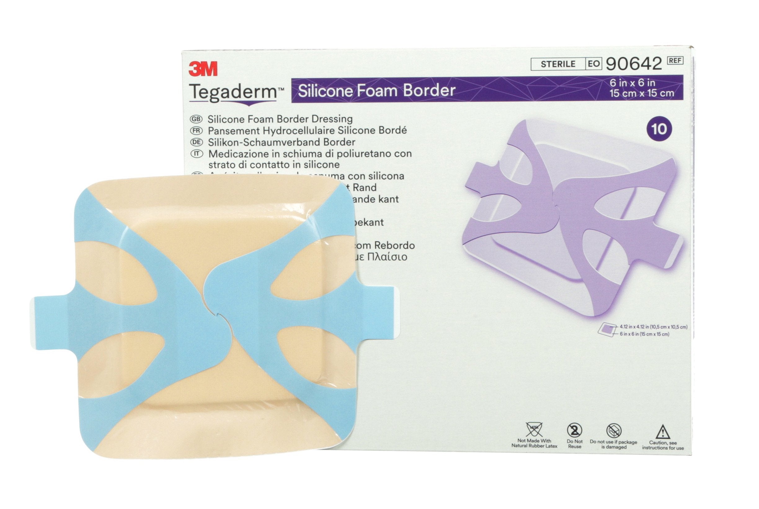 3M™ Tegaderm™ Silicone Adhesive with Border Silicone Foam Dressing, 6 x 6 Inch (1 Unit)