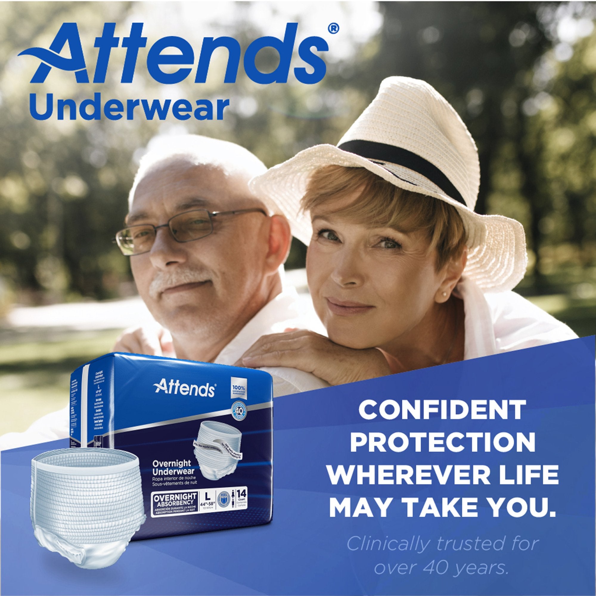 Attends® Overnight Underwear with Extended Wear Protection, Large (14 Units)