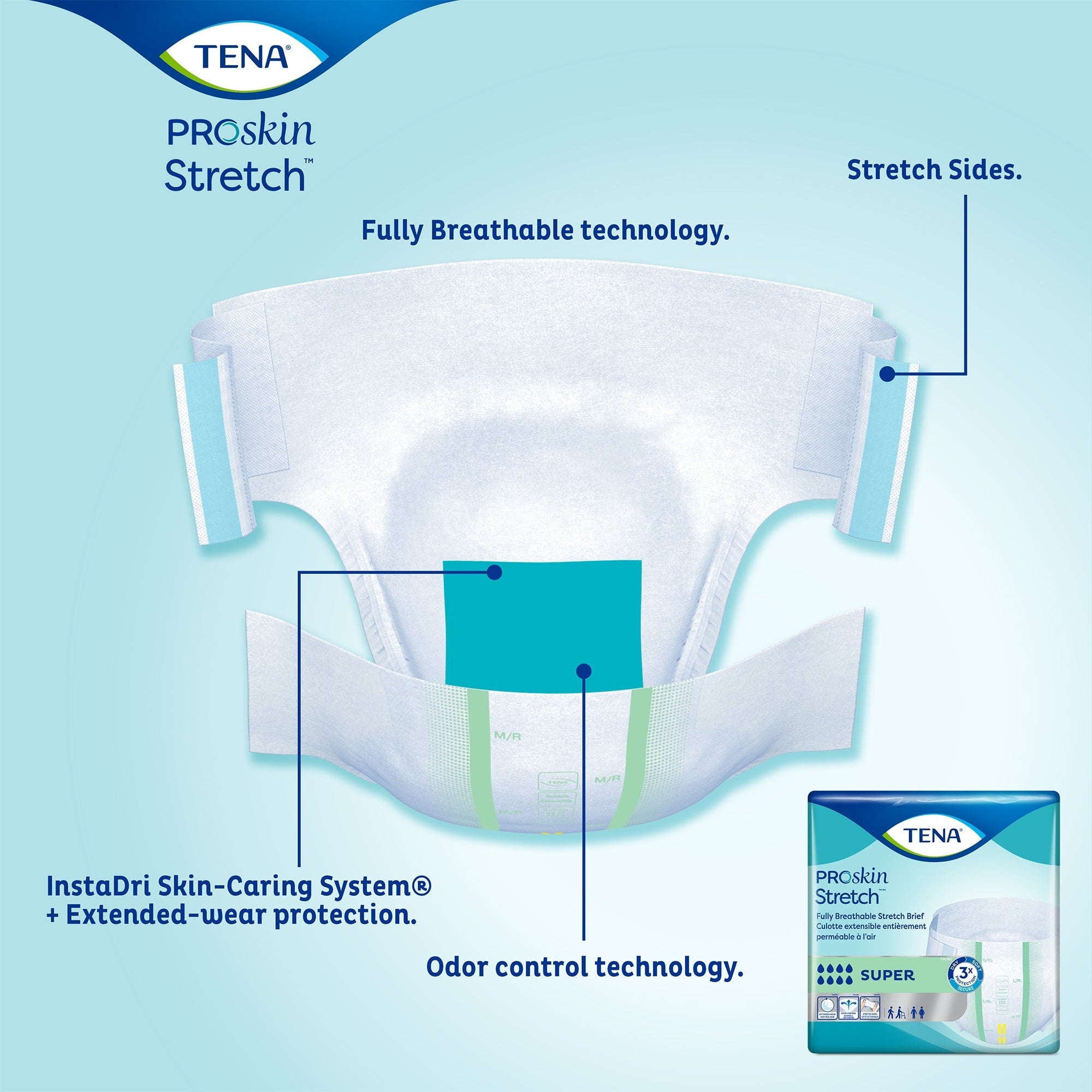 Tena ProSkin Stretch Super Medium Incontinence Briefs, Breathable & Odor Control